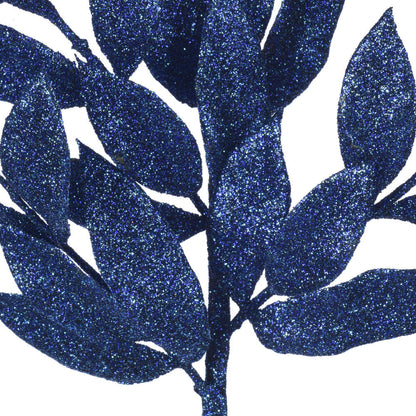 Vickerman 22" Midnight Blue Glitter BayLeaf Artificial Spray 12 per Bag.