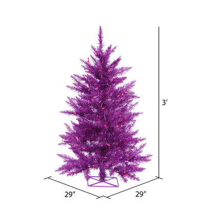 Vickerman 3' Purple Artificial Christmas Tree Purple Dura-lit Incandescent Lights