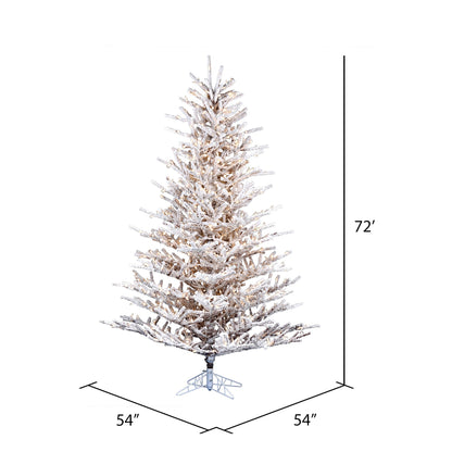 Vickerman 6' x 54" Flocked Stick Pine Tree Dura-Lit® LED Warm White Mini Lights.