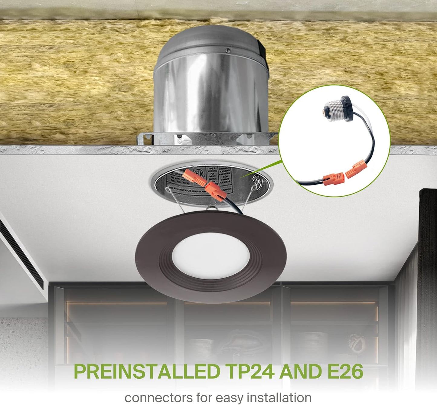 ASD Lighting LED Round Downlight Retrofit Kit 5'' and 6" 12W 120V CCT Selectable 2700/3000/3500/4000/5000K Dimmable PC, Baffle Trim, Oil Rubbed Bronze UL