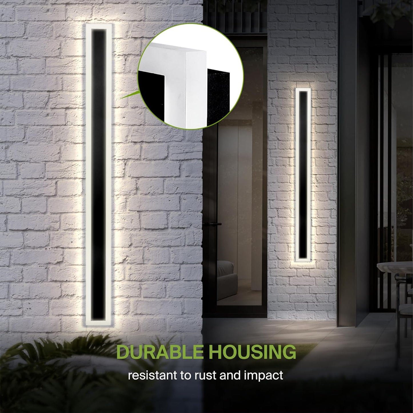 ASD Lighting LED Outdoor Wall Sconce wide acrylic 72" 40W 120-277V CCT Selectable 3000/4000/5000K Dimmable Black ETL