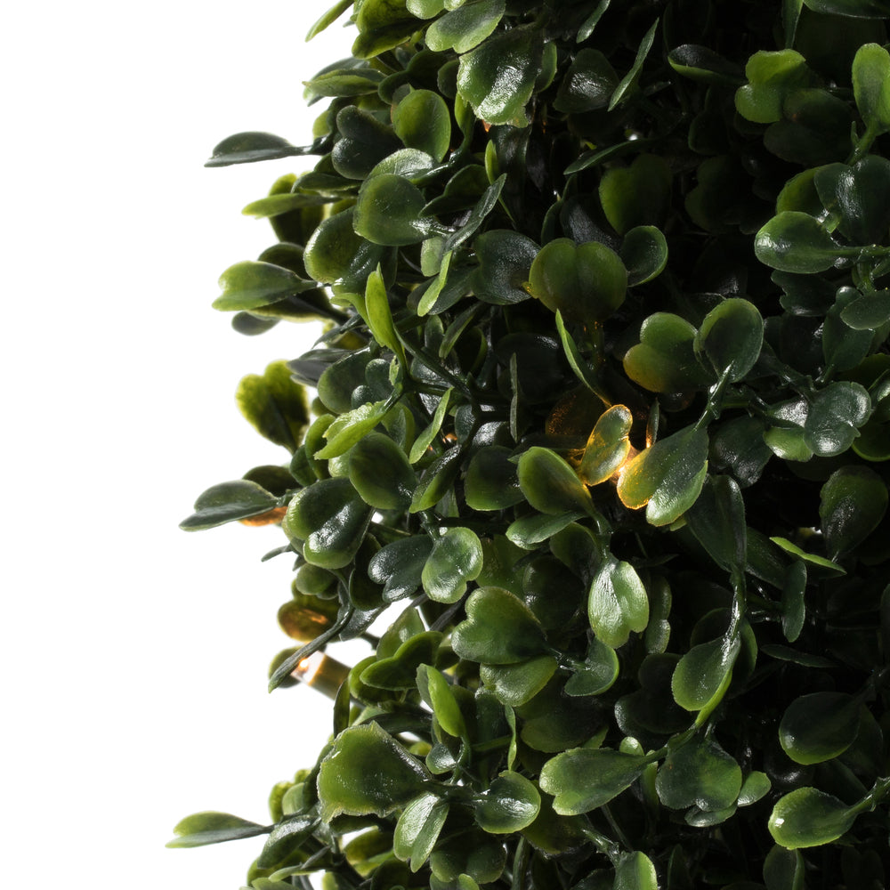 Vickerman 4' Potted Artificial Boxwood Cone with Warm White LED Lghts.
