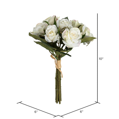 Vickerman 10" Artificial White Rose Bouquet Set of 3