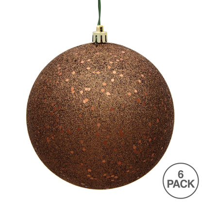 Vickerman 4" Mocha Sequin Ball Ornament 6 per Bag