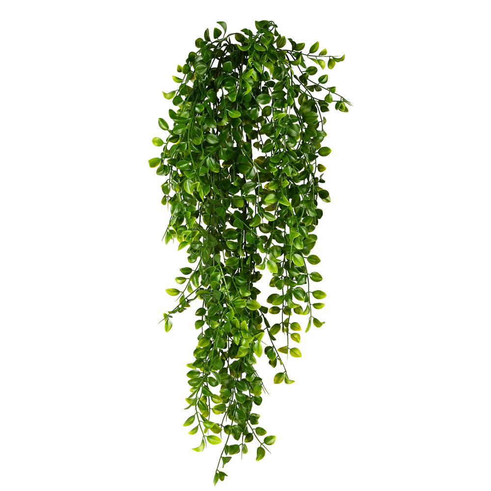 Vickerman 31" Artificial Green Mini Leaf Hanging Bush 2/pk