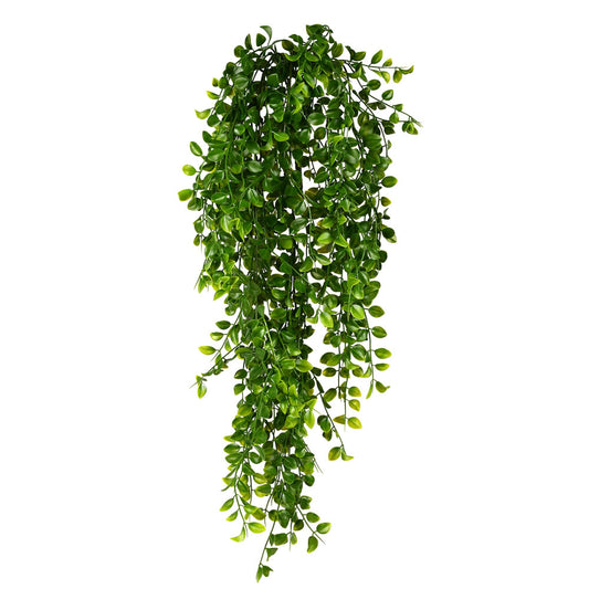Vickerman 31" Artificial Green Mini Leaf Hanging Bush 2/pk
