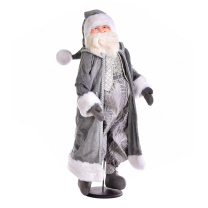 Vickerman 36" Silver Sleigh Bells Santa Doll with Stand