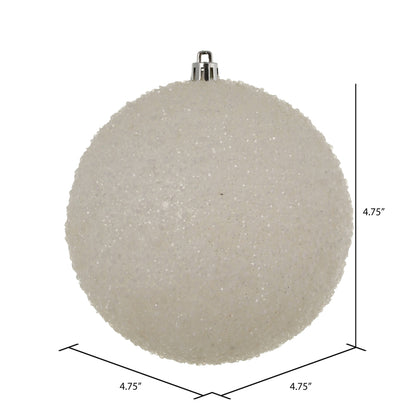 Vickerman 4.75" White Beaded Ball Ornament 6 per Bag