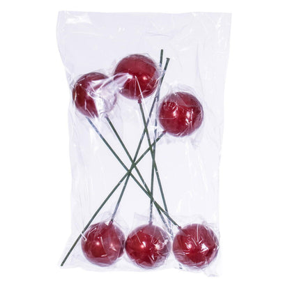 Vickerman 4" x 18" Red Pearl Ball Ornament Stick 6 per bag.