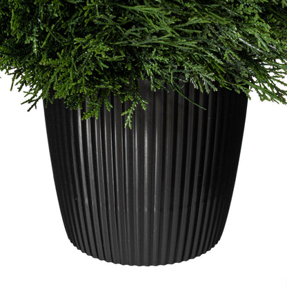 Vickerman 24" Artificial Cedar Teardrop Shaped Bush Black Plastic Pot.