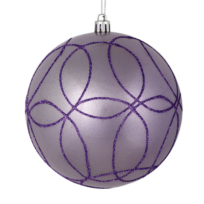 Vickerman 6" Lavender Candy Ornament with Circle Glitter Pattern 3 per Bag