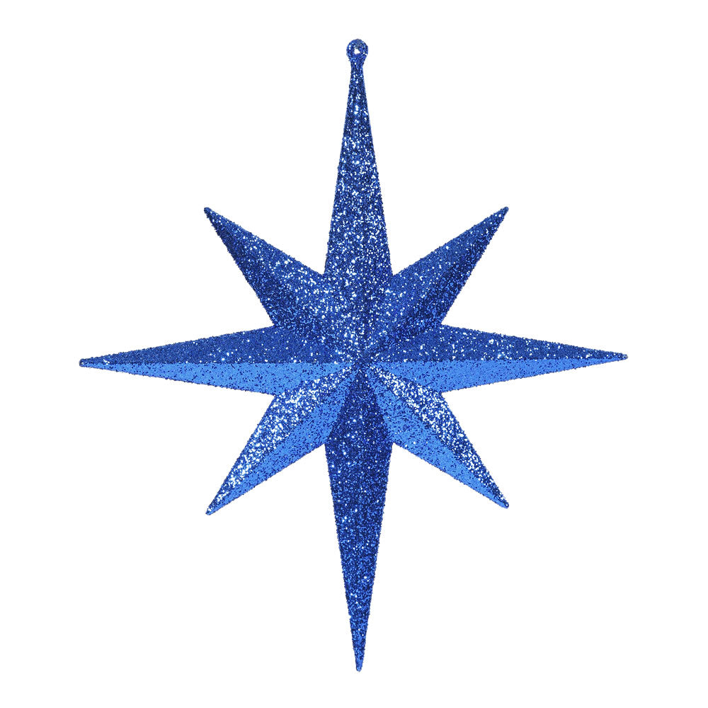 Vickerman 12" Blue Iridescent Glitter Bethlehem Star Christmas Ornament 2 per Box