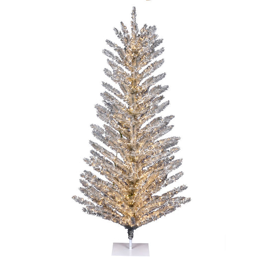 Vickerman 7' x 47" Vintage Aluminum Tree Warm White Low Voltage LED 3mm Lights.