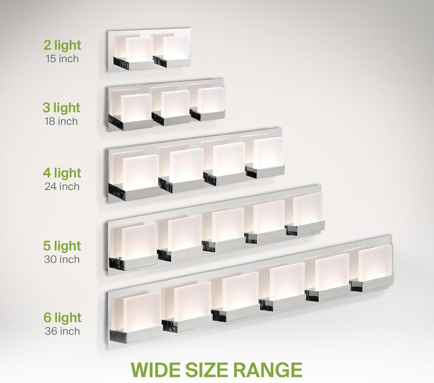 ASD Lighting LED Vanity 5-light 28W 120V CCT Selectable 3000/4000/5000K Dimmable Chrome ETL