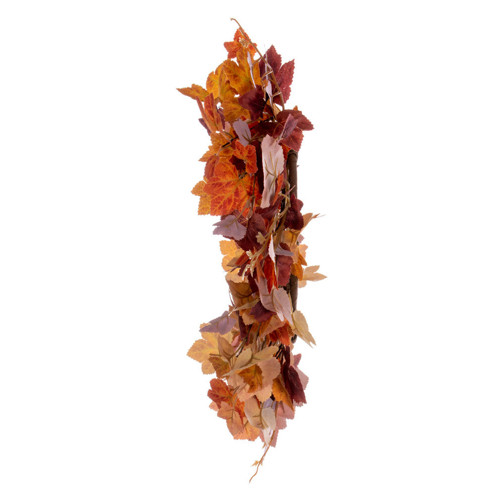 Vickerman 16" Artificial Orange Fall Maple Leaf Candle Ring Wreath.