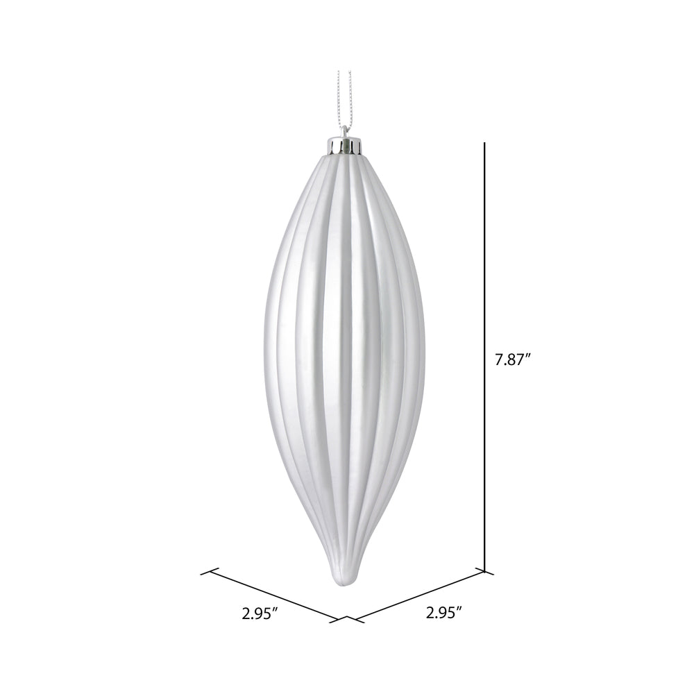 Vickerman 8" Silver Matte Line Finial Ornament Pack of 4