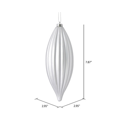 Vickerman 8" Silver Matte Line Finial Ornament Pack of 4