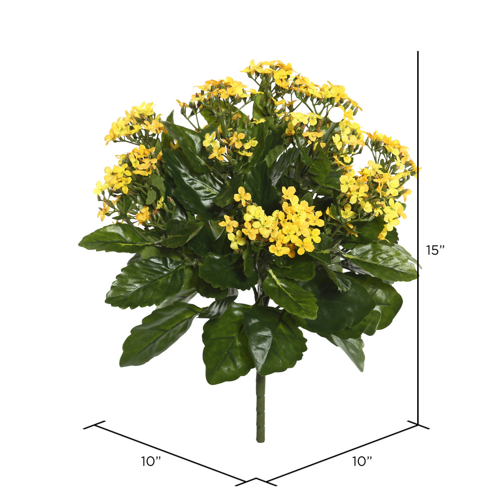 Vickerman 15" Artificial Yellow Kalanchoe Bush.