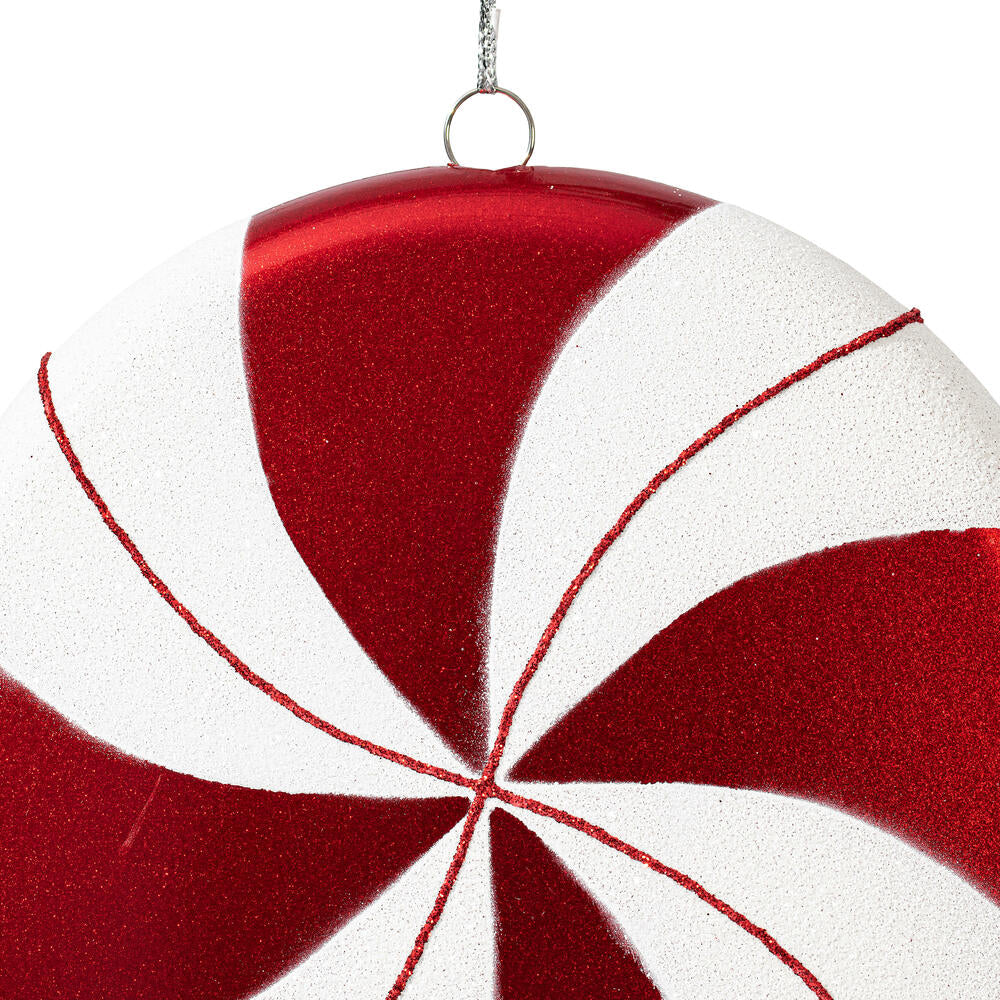 Vickerman 6" Red-White Swirl Flat Candy Christmas Ornament