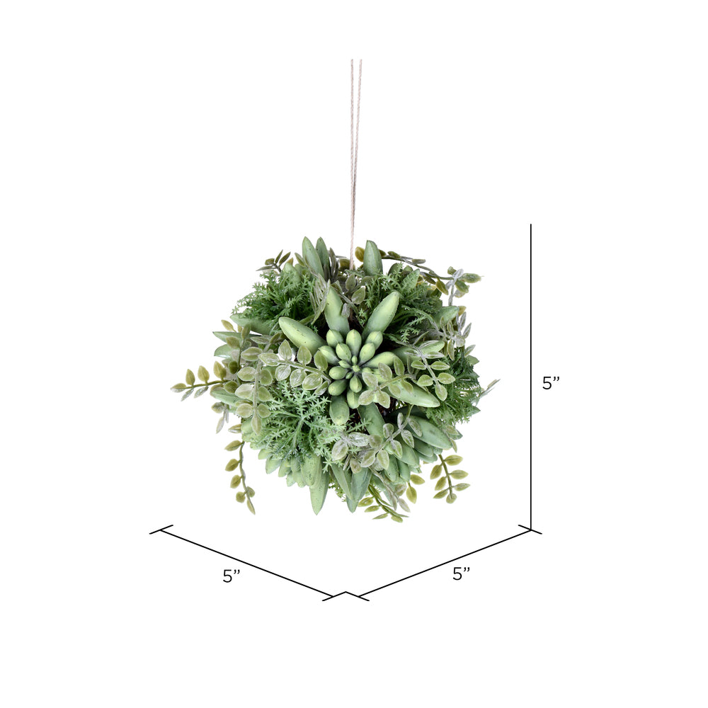 Vickerman 5" Artificial Mixed Gray Green Succulent Ball.
