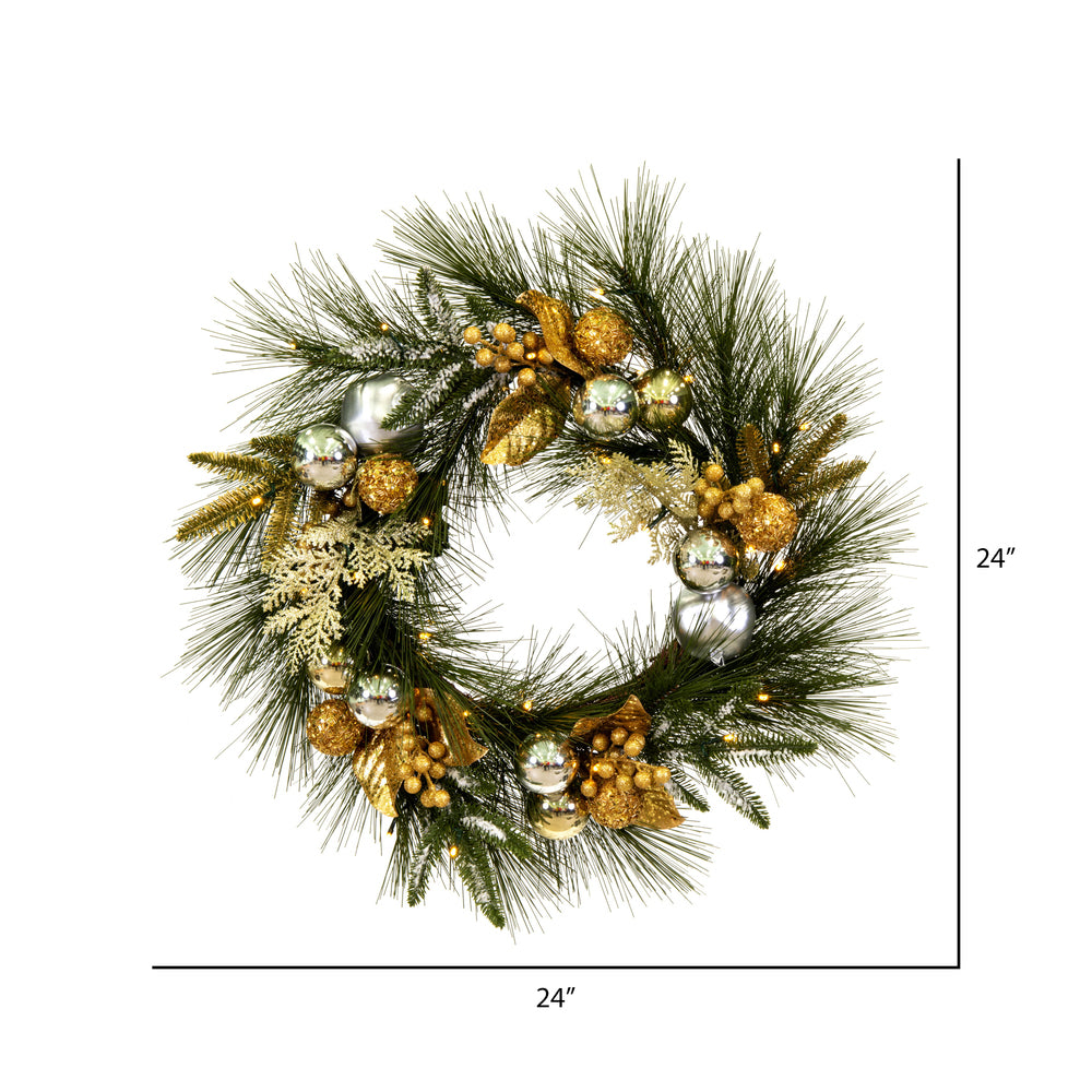 Vickerman 24" Artificial Christmas Wreath Battery Operated Warm White Lights
