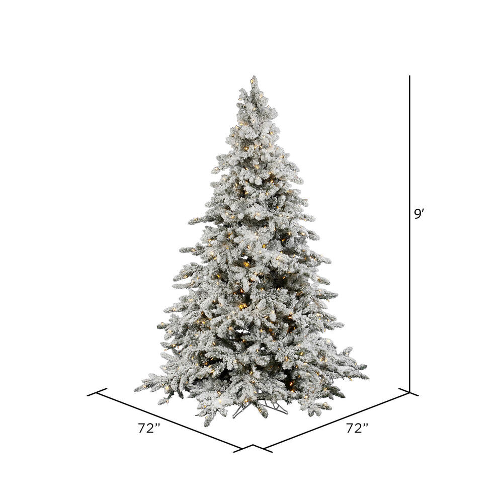 Vickerman 9' Flocked Utica Fir Artificial Christmas Tree Pure White LED Lights