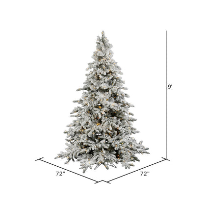 Vickerman 9' Flocked Utica Fir Artificial Christmas Tree Pure White LED Lights