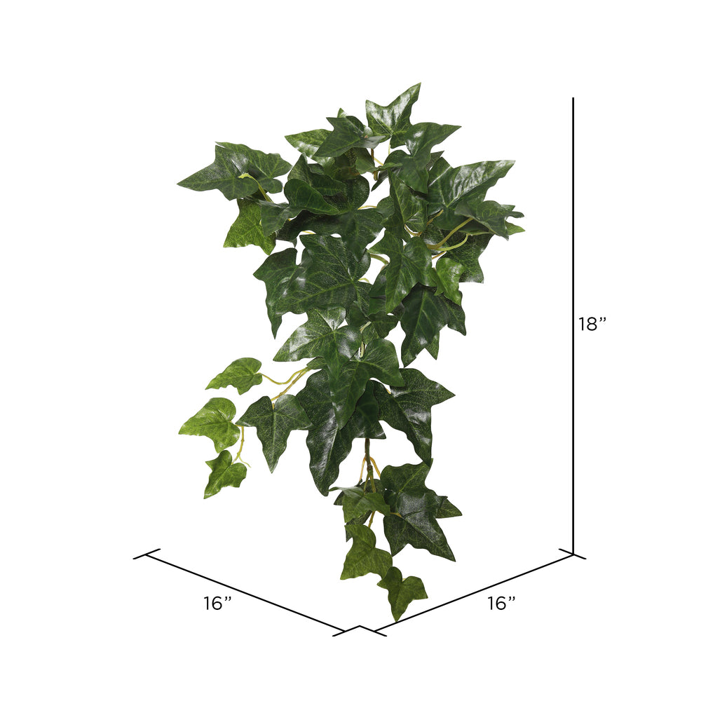 Vickerman 18" Artificial Green English Ivy Hanging Bush 3/pk