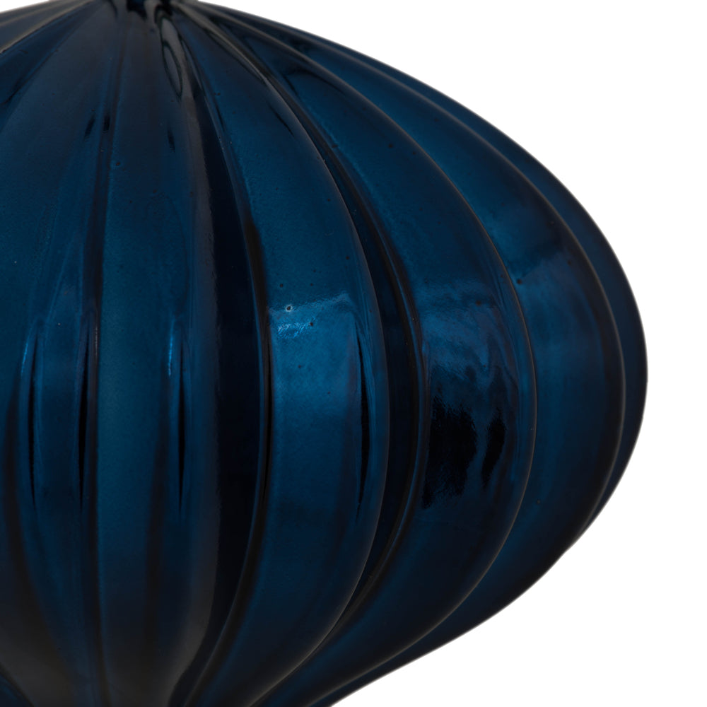 Vickerman 5.7" Midnt Blue Shiny Onion Christmas Ornament UV treated Set of 3