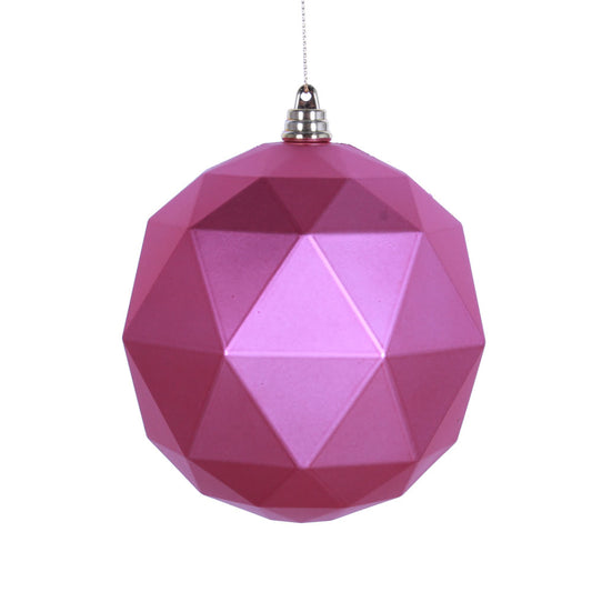 Vickerman 6" Mauve Geometric Ball Ornament Featuring a Matte Finish. Comes 4 per bag