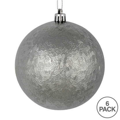 Vickerman 4" Pewter Brushed Ball Ornament 6 per Bag