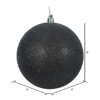 Vickerman 8" Black Glitter Ball Ornament