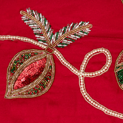 Vickerman 72" Red Beaded Ornament Velvet Christmas Tree skirt