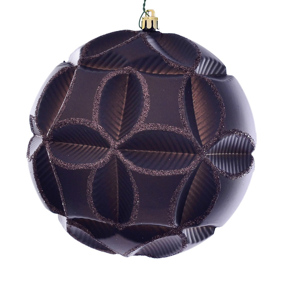 Vickerman 6" Chocolate Matte Clover Ball Ornament 2 per Bag