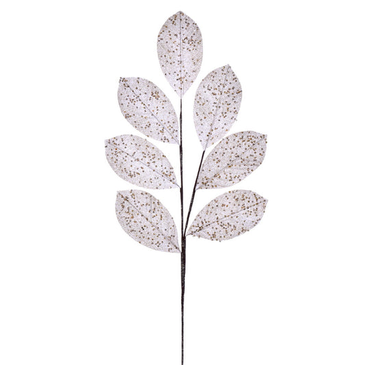 Vickerman 27" Artificial Cream Glitter Leaf Christmas Spray 4 per bag