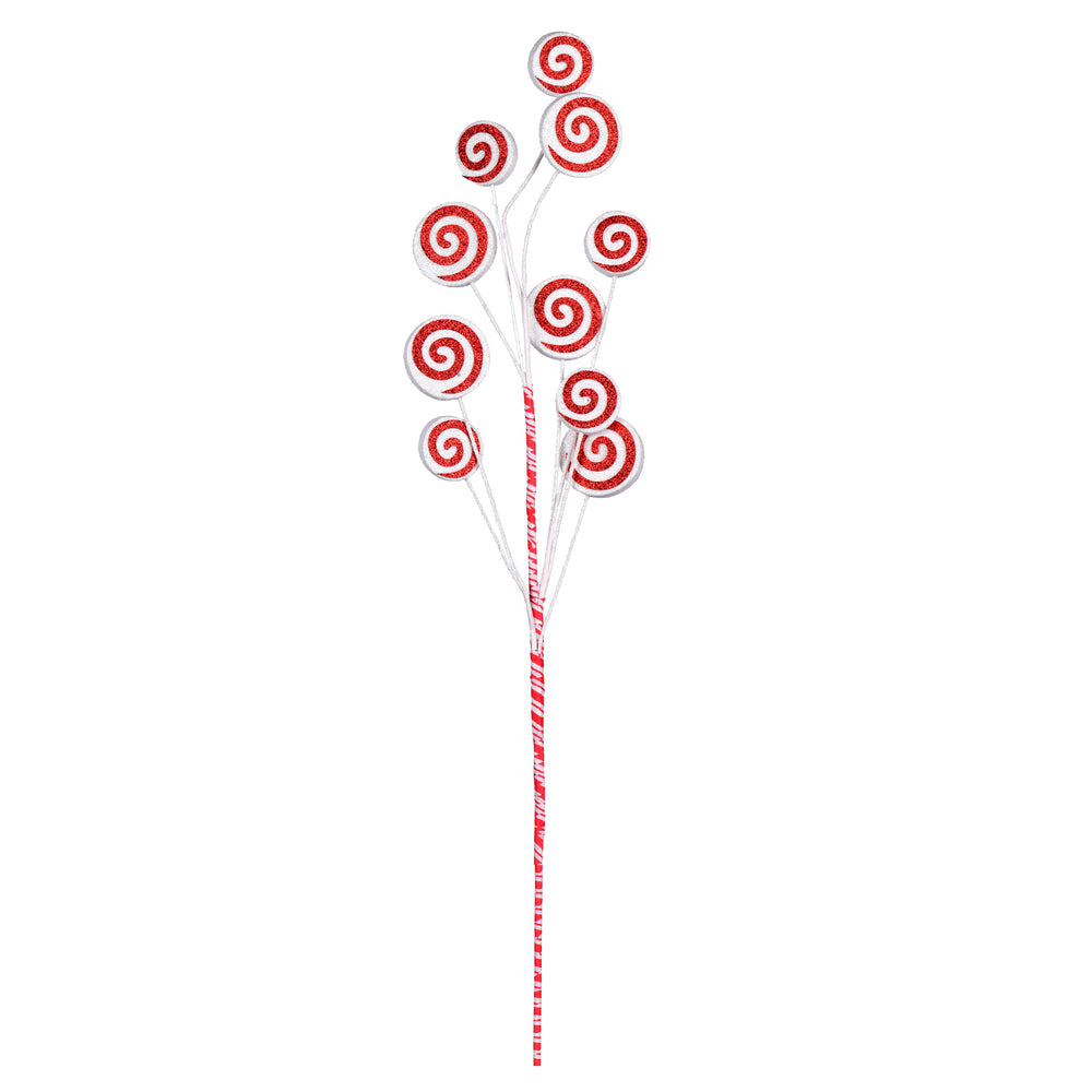 Vickerman Red/White Swirl Artificial Christmas Spray. Includes 6 sprays per pack.