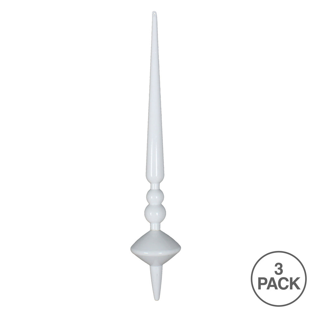 Vickerman 12" White Shiny Cupola Finial Ornament Pack of 3