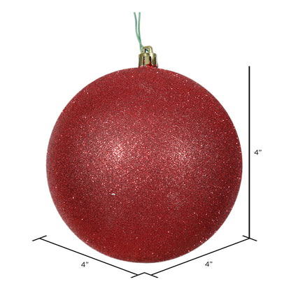 Vickerman 4" Red Glitter Ball Ornament 6 per Bag