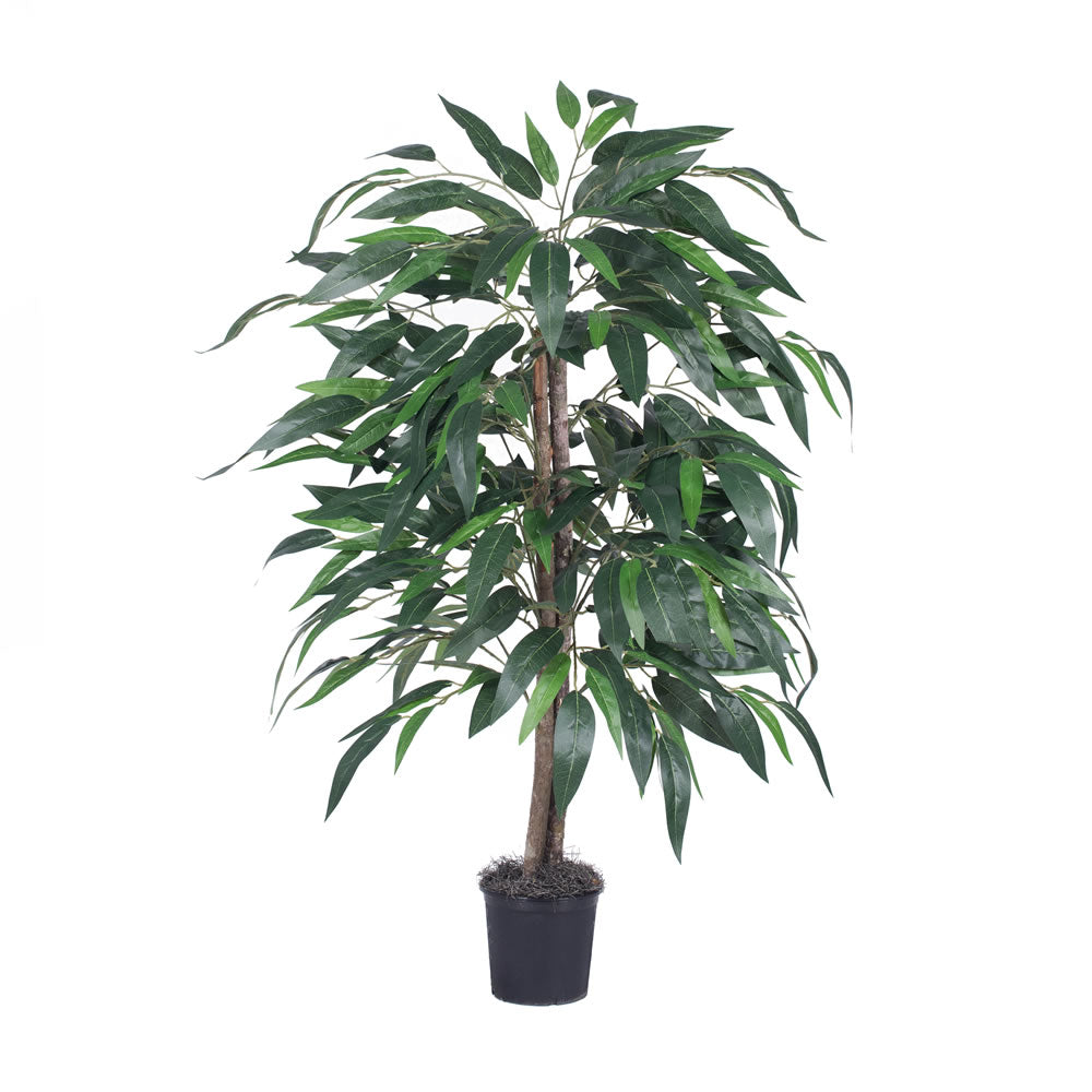 Vickerman 4' Artificial Mango Bush Black Plastic Pot.