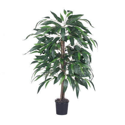 Vickerman 4' Artificial Mango Bush Black Plastic Pot.