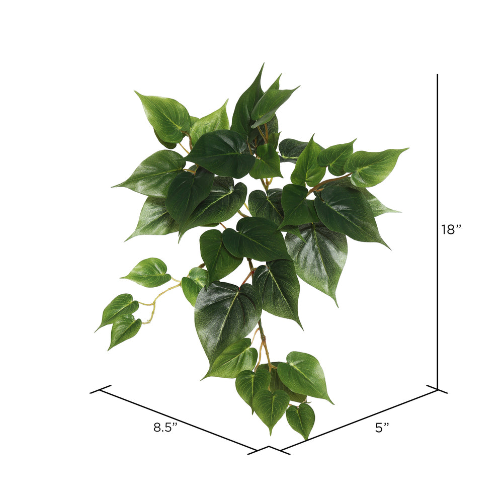 Vickerman 18" Artificial Green Pothos Hanging Bush3/pk