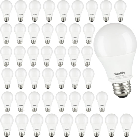 Sunlite LED Household A19 Light Bulb, 15 Watts (100W Equivalent), 1500 Lumens, 120 Volts, Non-Dimmable, Medium E26 Base, RoHS, ETL Listed, 2700K Soft White, 48 Pack