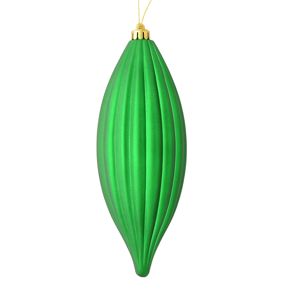 Vickerman 8" Green Matte Line Finial Ornament Pack of 4