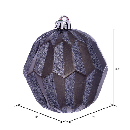 Vickerman 5" Pewter Glitter Faceted Ball Ornament 3 per Bag