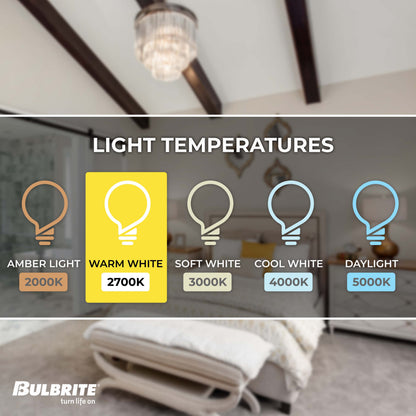Bulbrite 774262 LED Filament 9 Watt Dimmable A19 Light Bulb with Frost Finish and Medium Screw E26 Base - 2700K(Warm White Light), 800 Lumens