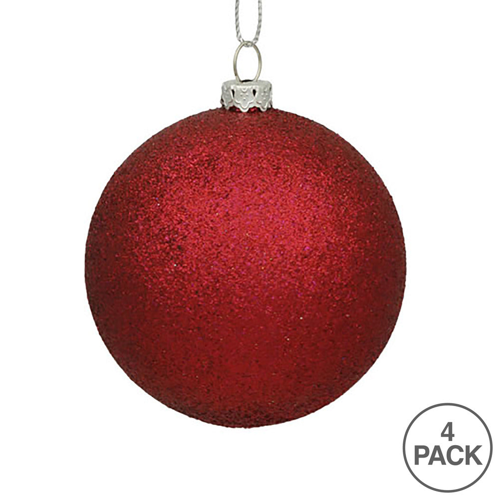 Vickerman 4.75" Wine Glitter Ball Ornament 4 per Bag