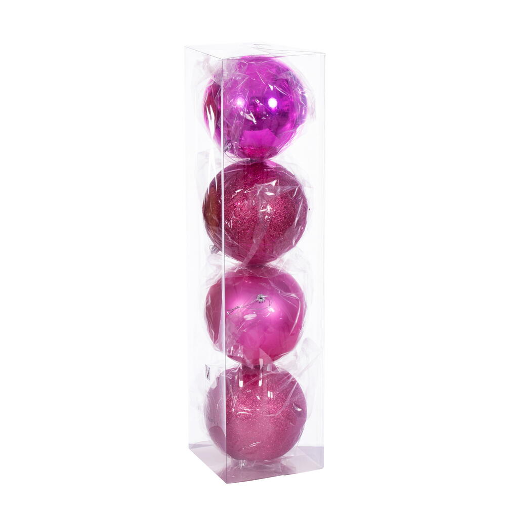 Vickerman 6" Hot Pink 4-Finish Ball Ornament 4 per box.