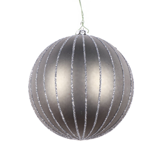 Vickerman 4" Pewter Matte Glitter Ball Christmas Ornament 4 pieces per bag