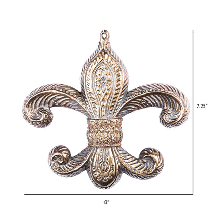 Vickerman 7.3" Mocha Antique Fleur-de-lis Christmas Ornament Pack of 2