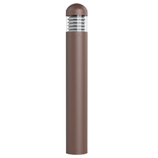 Westgate Bollard 44In Round Dome Top Louver Clear Lens Adj. 12-22W 30/40/50K, Bronze, Outdoor Lighting, 12~22W, 130 Lumens/W, 30K/40K/50K, Bronze Finish, 0~10V Dimmable